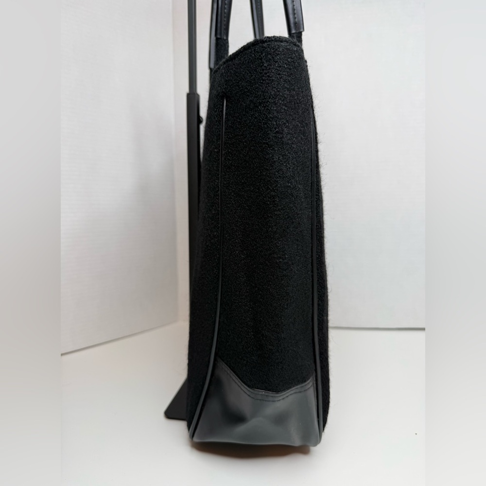 Givenchy Parfums Large Black Wool and Vegan Leather Tote Bag Preppy Luxury Boho - Picture 10 of 16